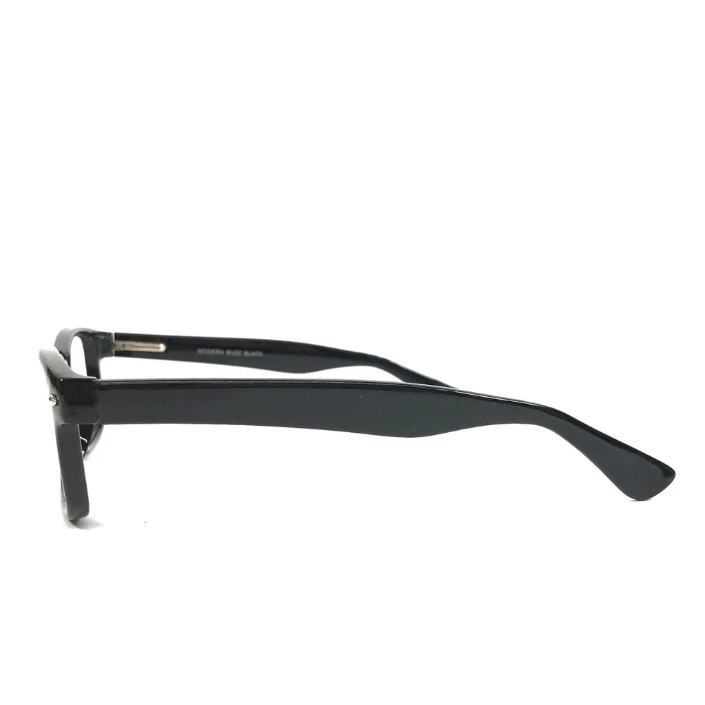 Modern Eyeglasses Frames BUZZ BLACK Polished Rectangle Full Rim 54-16-145